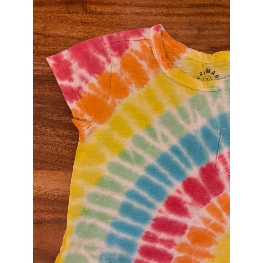 Primary Tie-Dye T-Shirt Pocket Dress, Sunburst, Size 3T